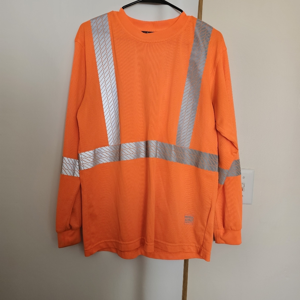 Orange Long Sleeve Safety Shirt with Reflective Stripes